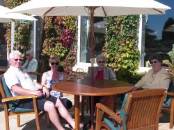   Graham, Sarah, Dolly and Connie enjoying a break at the Carlyon Bay Hotel Gallery